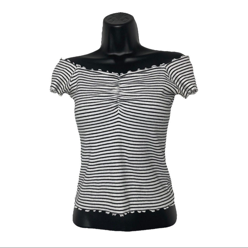 Hollister Striped Cropped Ruffle Top